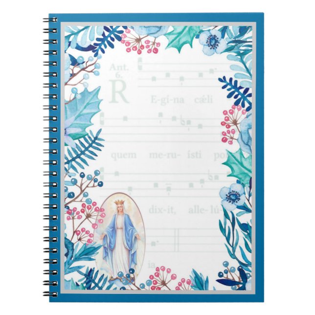 Carnet Madame de chant | grégorien floral bleu de la (Devant)