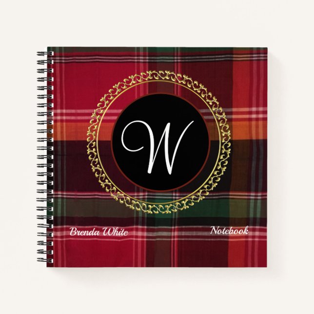 Carnet Madras Plaid USVI Caribbean Monogramme Personnalis (Devant)