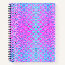 Carnet Magenta, bleu ciel et géométrique marine