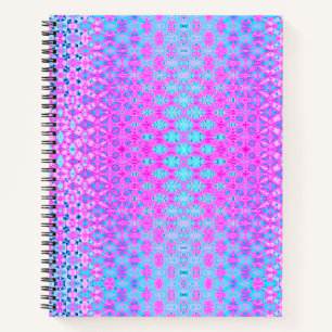 Carnet Magenta, bleu ciel et géométrique marine