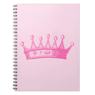 Carnet Magenta Princess Crown sur Arrière - plan rose