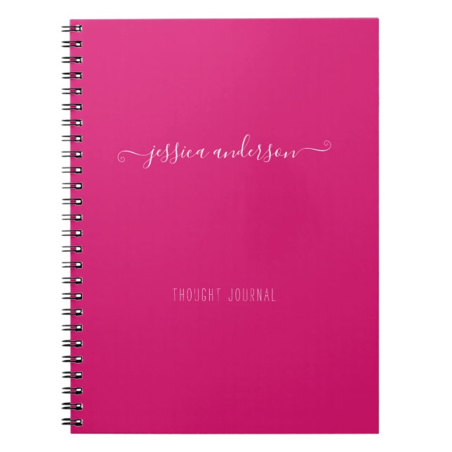 Carnet Magenta rose moderne écriture manuscrite Script (Devant)