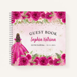 Carnet Magenta Rose or Floral Princesse Quinceañera