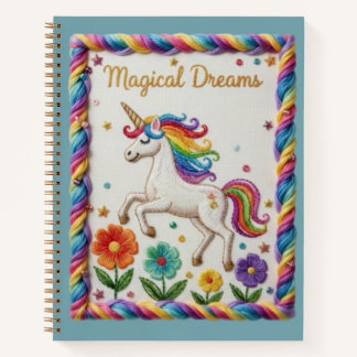 Carnet Magical Dreams Embroidered Unicorn Floral