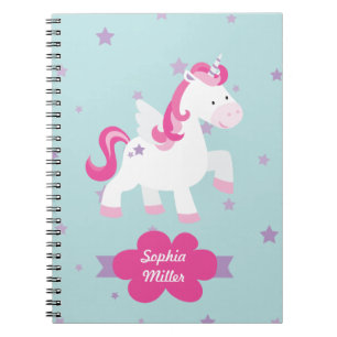 Carnet magique de licorne personnalisé par rose