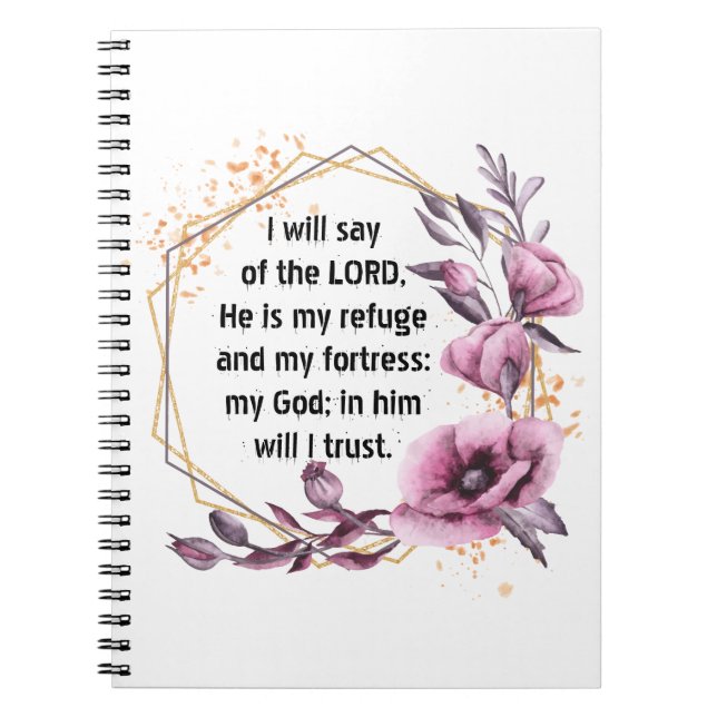 Carnet Magnifique bloc-notes floral Psalm 91 (Devant)