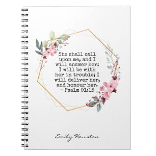 Carnet Magnifique bloc-notes Psalm 91 Flowers
