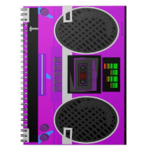 Magnifique Violet Illustré Boombox des années 80