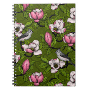 Carnet Magnolia en floraison et oiseau de tireur 2