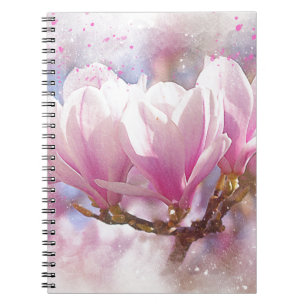 Carnet Magnolia Rose Violet en Fleur - Fleur de Printemps
