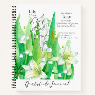 Carnet Mai Anniversaire Lily de la Vallée Gratitude Journ