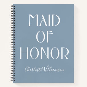 Carnet Maid of Honor Dusty Blue Typographie Nom Mariage