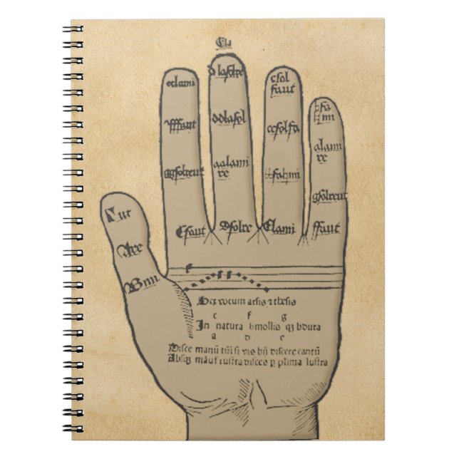 Carnet Main de Guidonian, théorie médiévale de musique (Devant)