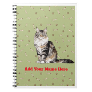 🐾 Carnet Maine Coon Chat Poisson et Pattes