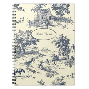 Carnet Maison de ferme française personnalisée Toile bleu