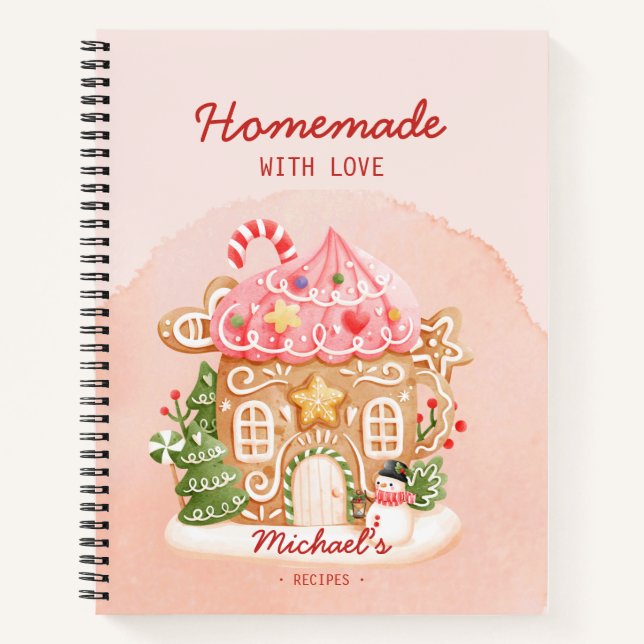 Carnet Maison en pain d'épices rose fait maison avec amou (Devant)