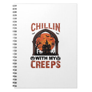 Carnet Maison hantée Halloween Chillin Creeps Lune Orange