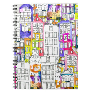 Carnet Maisons d'Amsterdam : Aquarelle Motif sans couture