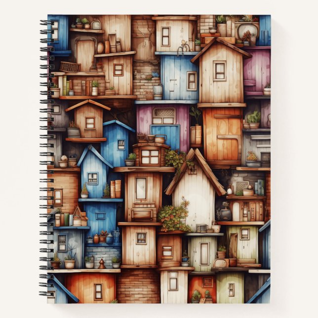 Carnet Maisons Minuscules Sur Maisons Mignonne Aquarelle (Devant)