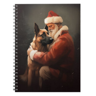 Carnet Malinois belge avec le Père Noël festif de Noël