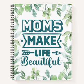 Carnet Maman Anniversaire Mot Art avec cadre de feuillage