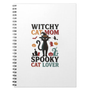 Carnet Maman chat Halloween Design vintage sorcière amate