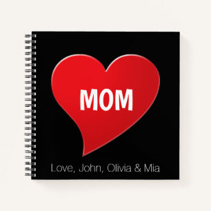 Carnet Maman coeur rouge texte personnalisé mignon Recett
