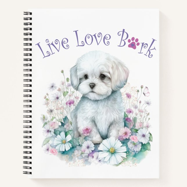 Carnet Maman de chien maltais Floral (Devant)