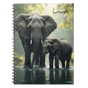 Carnet Maman et bébé éléphant Personnalisé