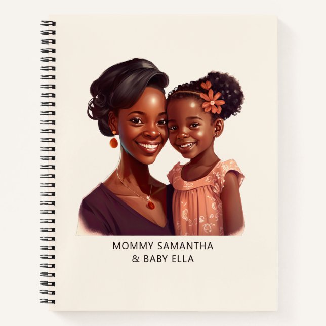 Carnet Maman et fille noire personnalisée (10) (Devant)