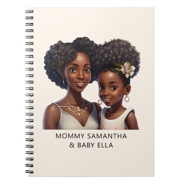 Carnet Maman et fille noire personnalisée (11) (Devant)