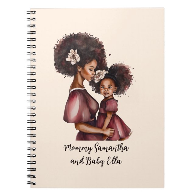 Carnet Maman et fille noire personnalisée (2) (Devant)