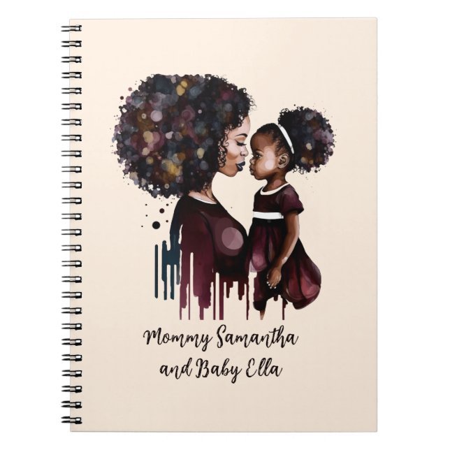 Carnet Maman et fille noire personnalisée (4) (Devant)