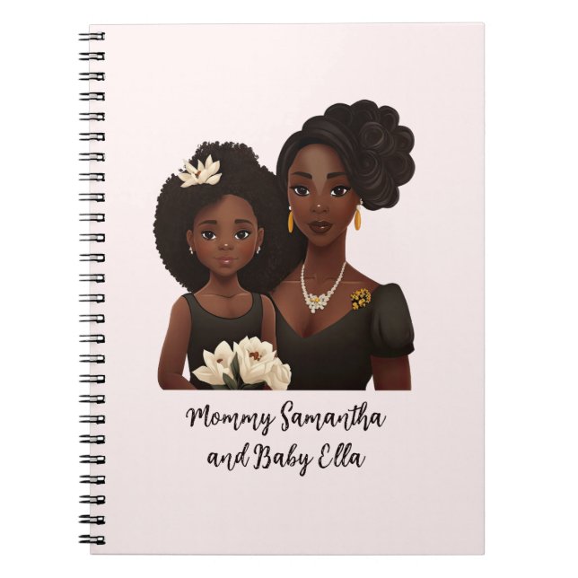 Carnet Maman et fille noire personnalisée (6) (Devant)