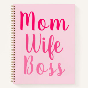 Carnet Maman femme patron rose script personnalisé recett