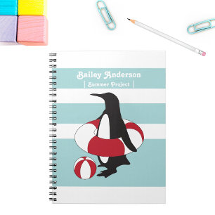 Carnet Manchot de dessin animé mignon bleu clair nageant