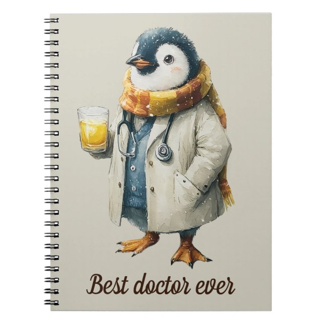 Carnet Manchot d'hiver personnalisé “Meilleur médecin de  (Devant)