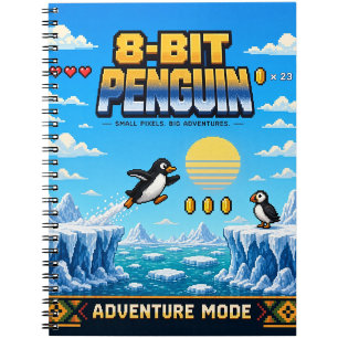 Carnet Manchot, Pixel Art Rétro 8 Bits