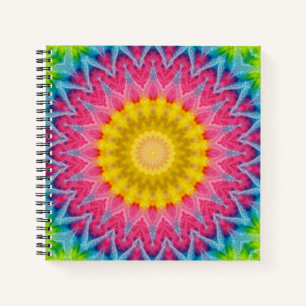 Carnet Mandala à Cravate arc-en-ciel avec symétrie vibran