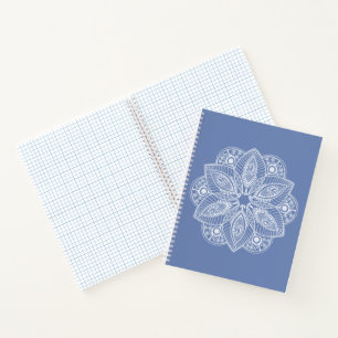 Carnet Mandala blanc exotique sur Arrière - plan bleu