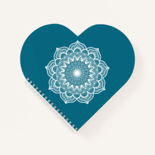 Carnet Mandala blanc sur fond bleu