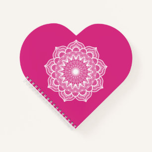 Carnet Mandala blanc sur fond rose