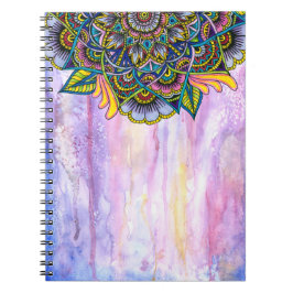 Carnet Mandala coloré d'été avec le contexte d'aquarelle