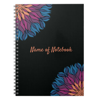 Carnet Mandala de fleurs en bleu et mauve