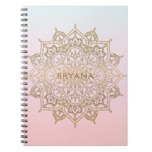 Carnet Mandala doré rose pêche chic glamour moderne glamo