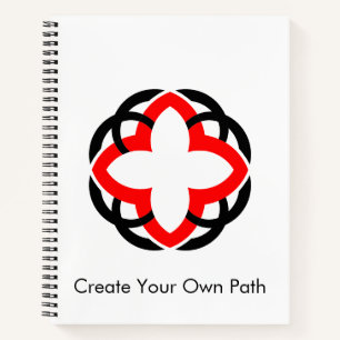 Carnet Mandala géométrique abstrait moderne rouge et noir