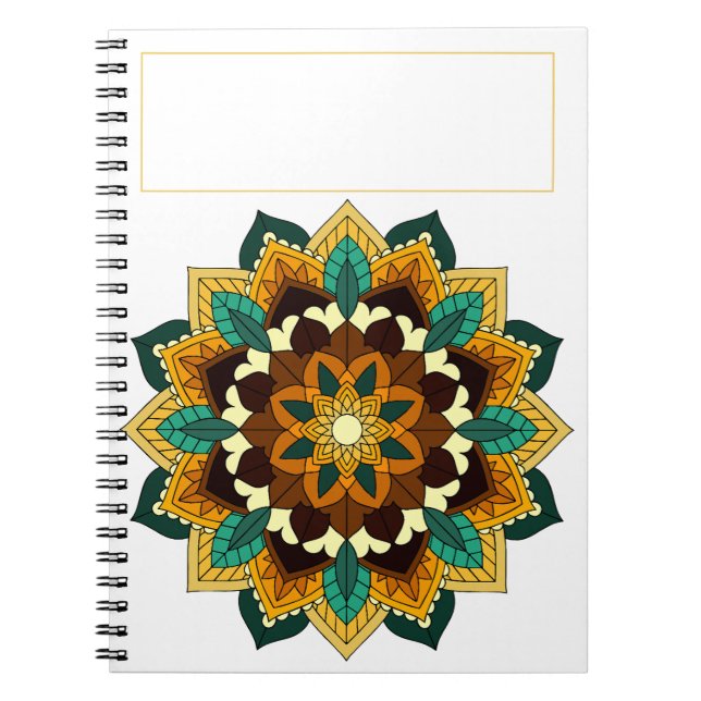 Carnet Mandala Motif 2002 en jaune et bronzette (Devant)