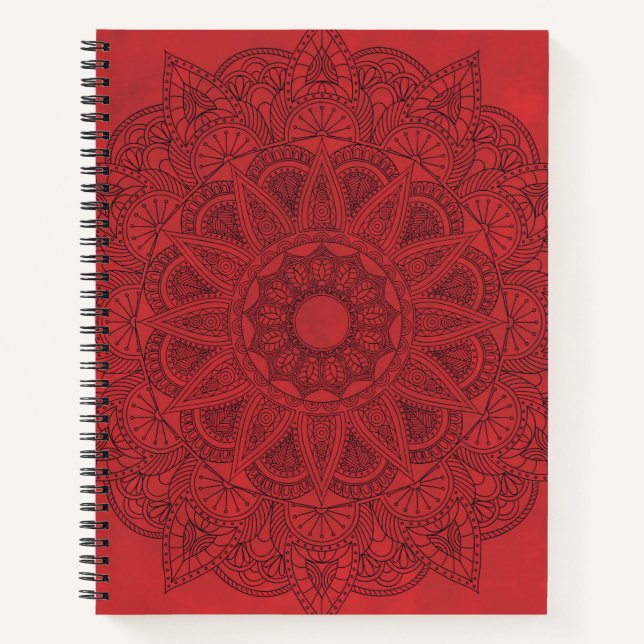 Carnet Mandala noir sur l'Arrière - plan Red Stains (Devant)