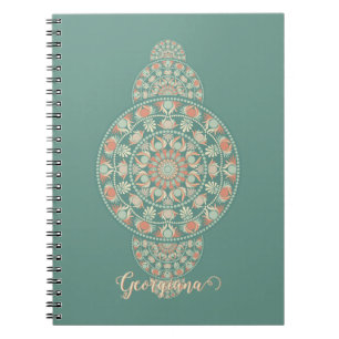 Carnet Mandala Ornementale Rétro Sage & Sable customisé