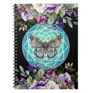 Carnet Mandala papillon violet floral ésotérique psychiqu